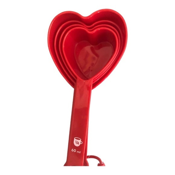 4piece Red Heart shaped plastic baking cooking measuring cups‎ set new - Picture 8 of 11